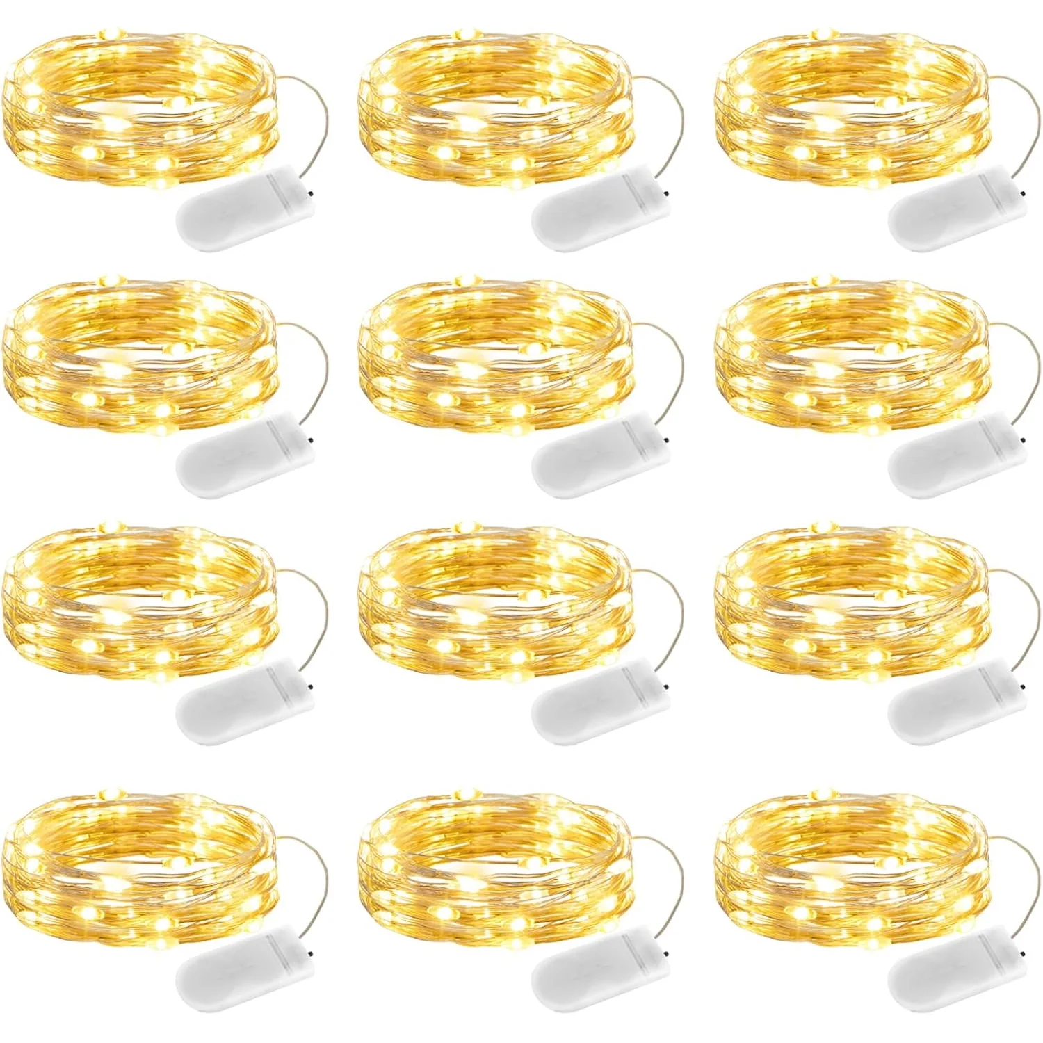 Minetom 6 Pack Battery Operated LED Fairy Lights for Christmas Decor, 12 Pack - Warm White, photo 7