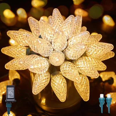 Minetom C9 LED Christmas Lights Outdoor Timer 8 Modes 100 Lights Blue Pure, thumbnail 4