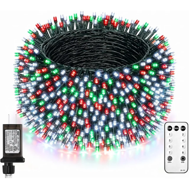 Minetom Red Green White Christmas Lights