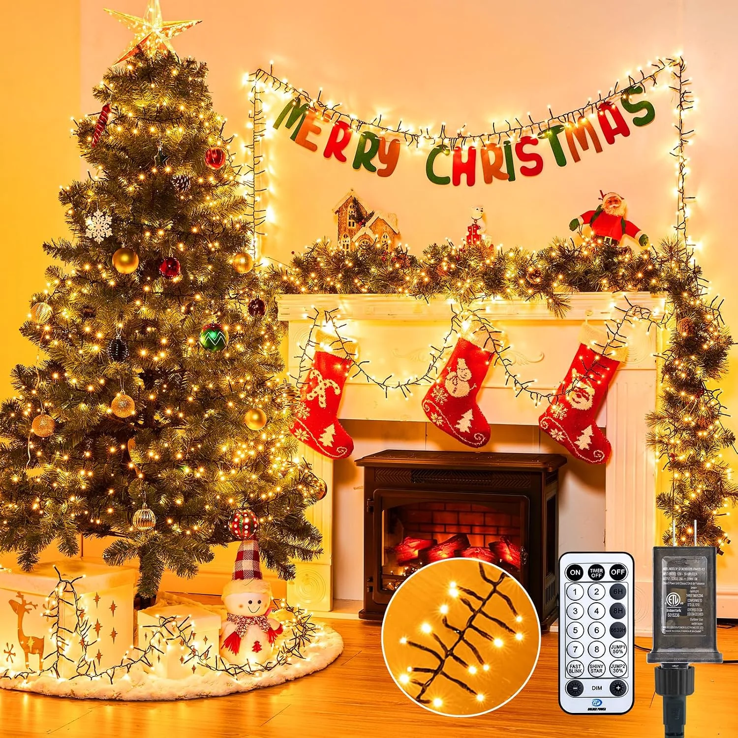 Minetom 1000 LED Cluster Lights Christmas Tree Lights Outdoor Christmas, Warm White, 50Ft 1000LED, photo 1