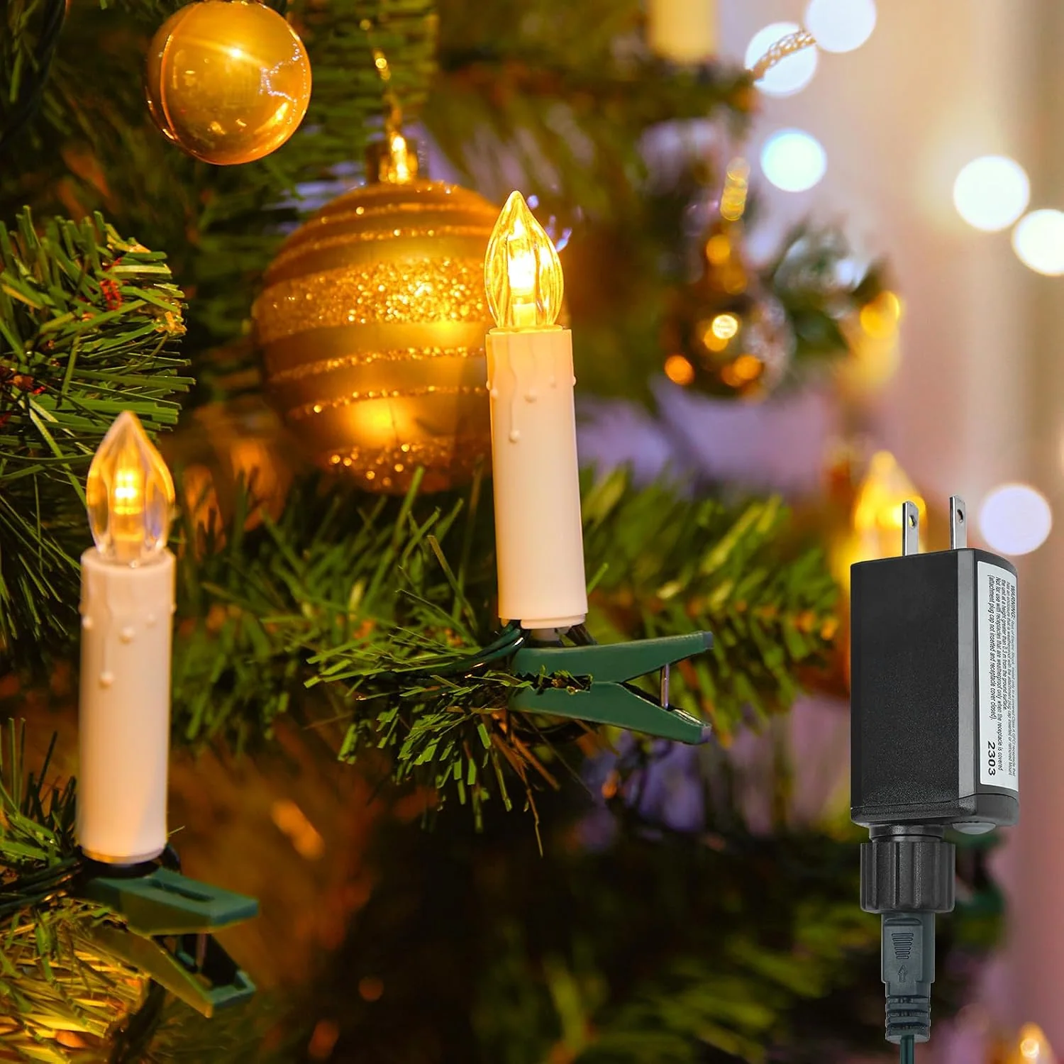 Minetom 48ft 50 LED Connectable Flameless Candle Lights for Christmas Tree, Warm White - Twinkle, 50LED - Plug in, photo 5