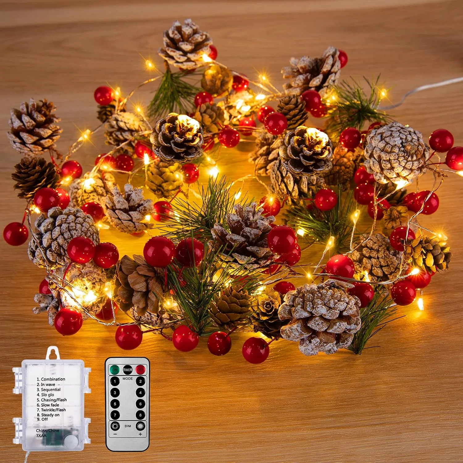 Minetom Christmas Pine Lighted Garland Decor, 1 PC, photo 1