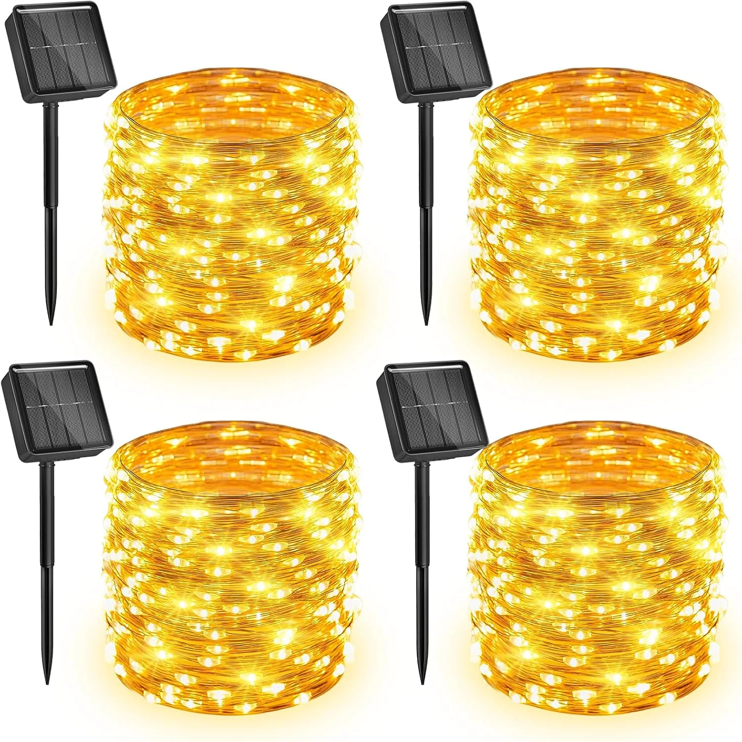 Minetom Solar String Lights for Outside, Warm White, 4 Packs, photo 3