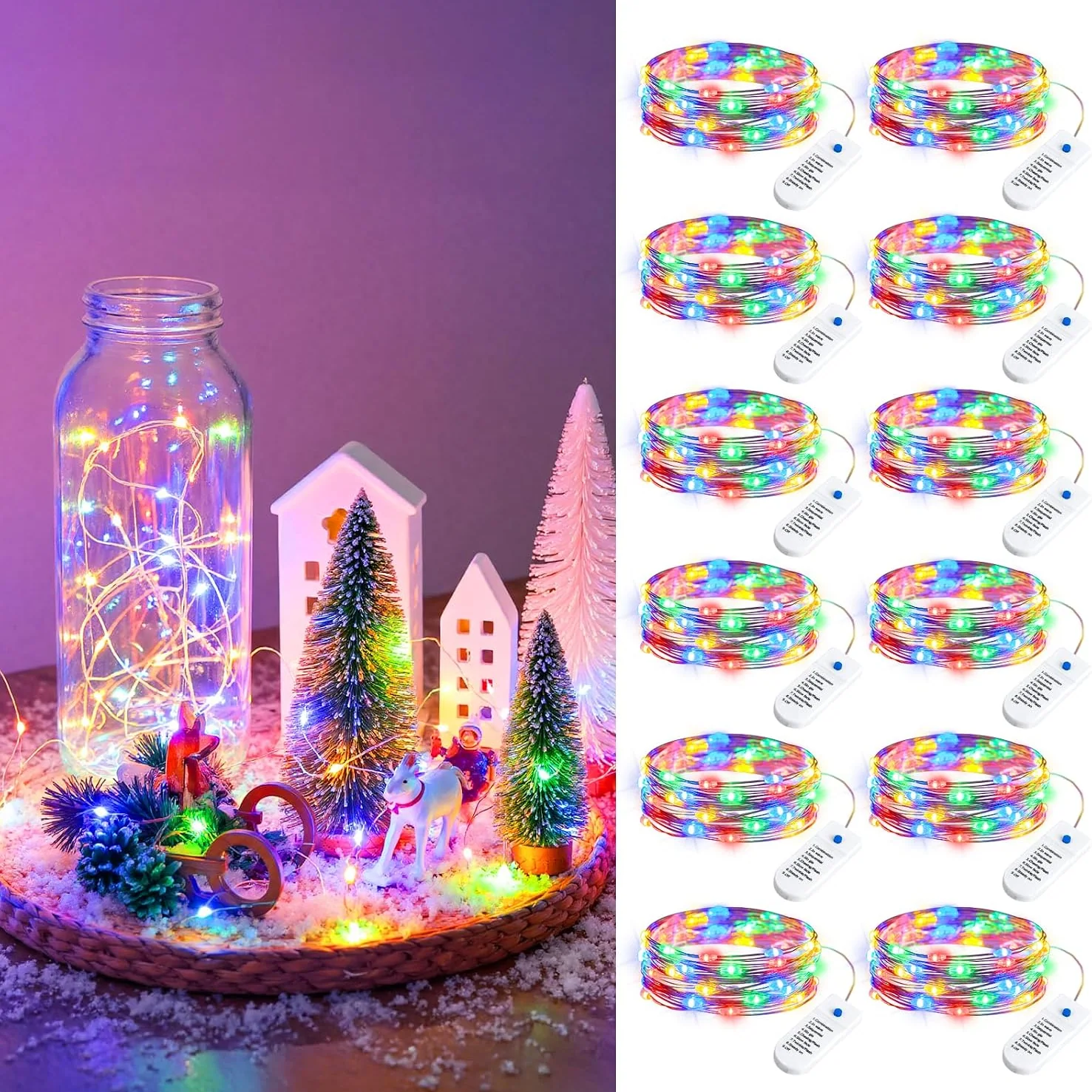 Minetom 12 Pack Warm White Battery Operated Fairy String Lights 8 Modes, Multicolor, 12 Pack, photo 4