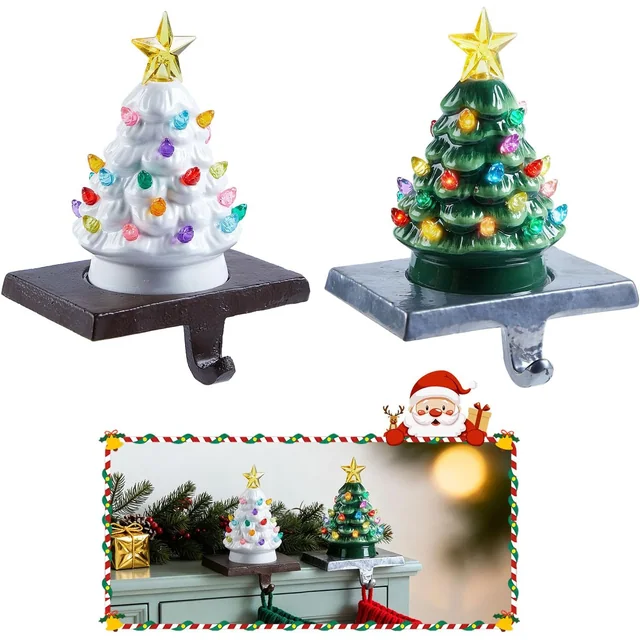 Minetom Ceramic Christmas Stocking Holders with LED