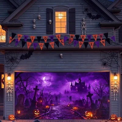 Minetom Halloween Garage Door Cover, thumbnail 2
