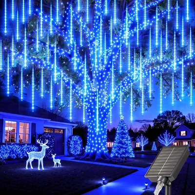 Minetom Solar Meteor Shower Icicle Lights, thumbnail 5