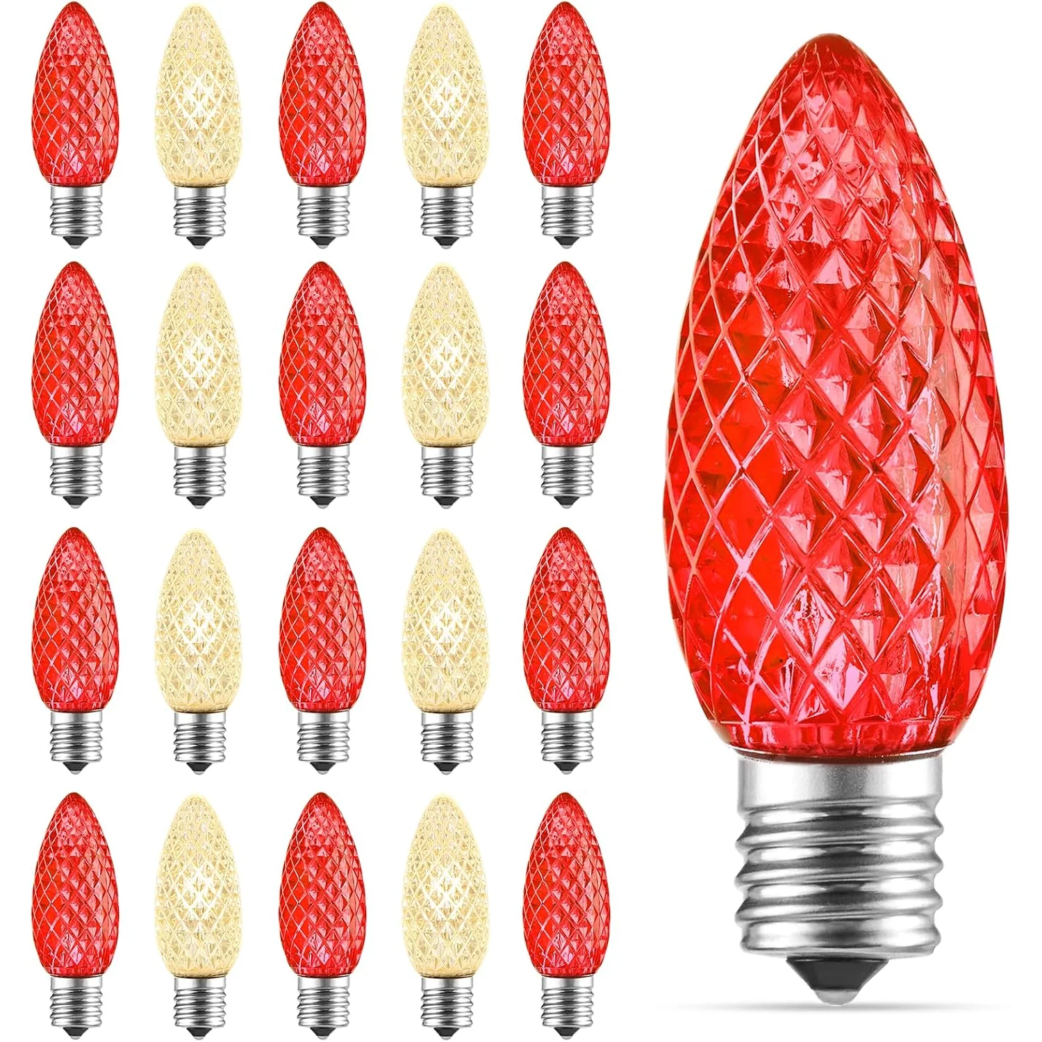 Minetom 100 Pack LED Light Bulbs, Red, Warm White, 50 Pack, photo 10