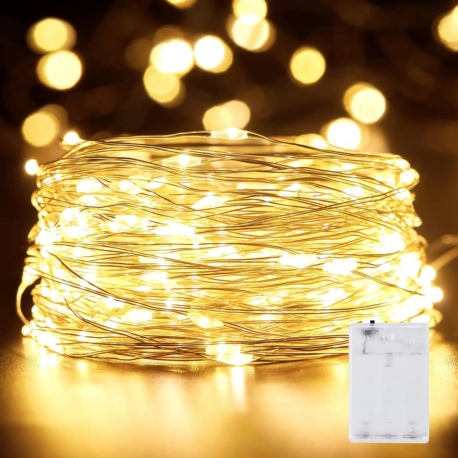 Minetom 33FT 100LED Fairy Lights Battery Operated, Warm White, 100LEDs, photo 2