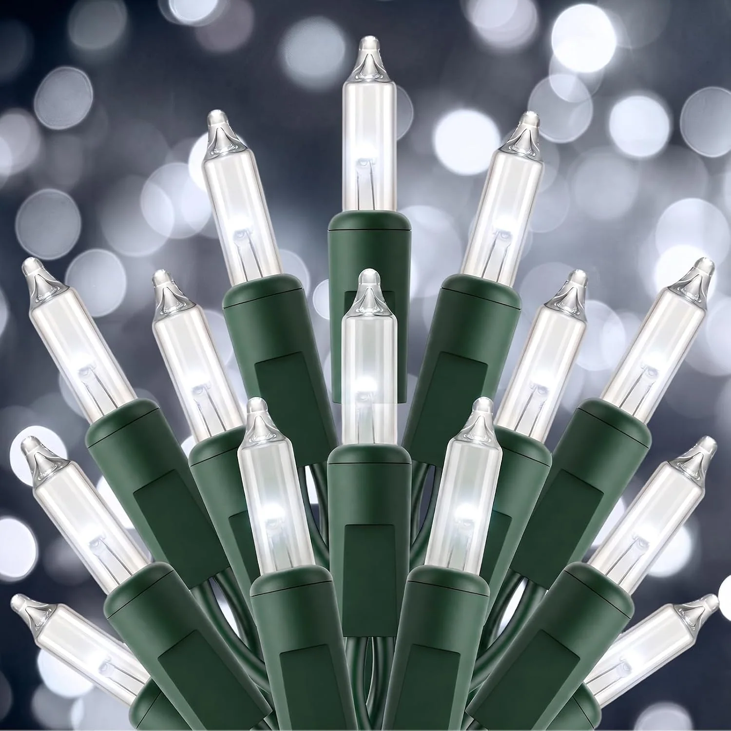 Minetom Warm White Christmas String Lights 100 Count 20 Feet, Pure White-Green Wire, 200 Count, photo 7