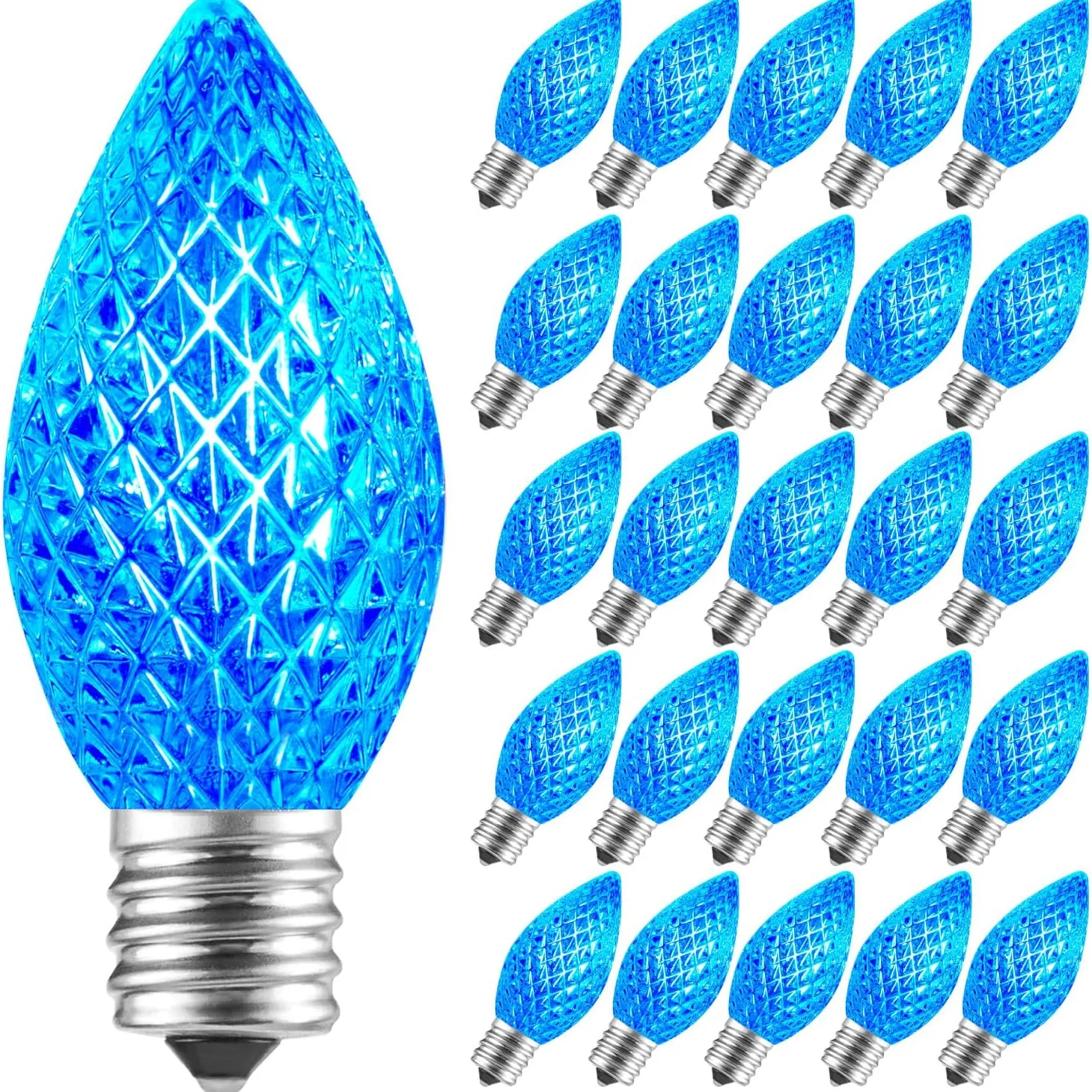 Minetom 25 Pack C7 LED Christmas Lights Bulbs, Blue, 25 Count(Pack of 1), photo 1