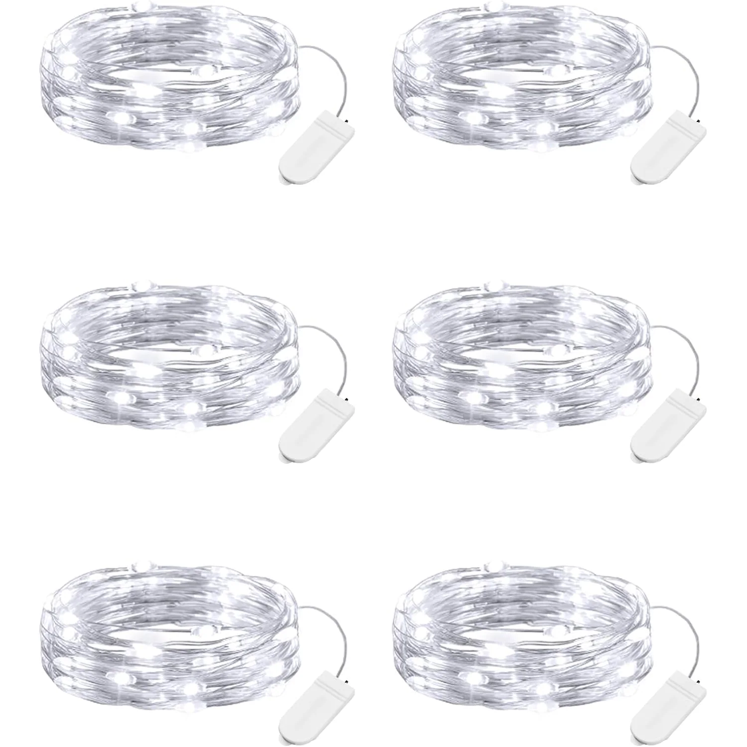 Minetom 6 Pack Battery Operated LED Fairy Lights for Christmas Decor, 6 Pack - White, photo 9