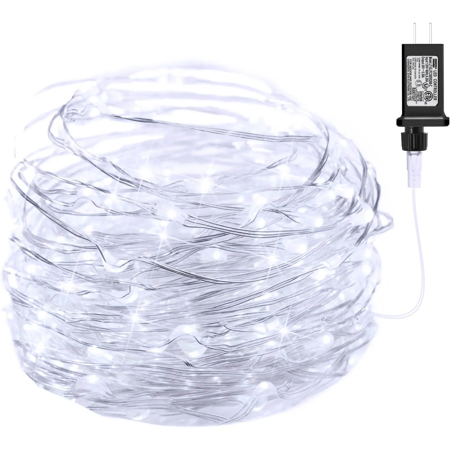 Minetom Fairy Lights Plug, Pure White, 100 LEDs - 2Pack, photo 8