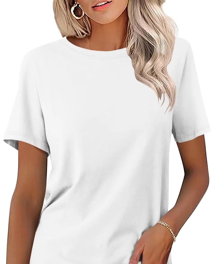 Minetom Womens Color Block T Shirts Short Sleeve Tops Summer Tees, White, Large, photo 22