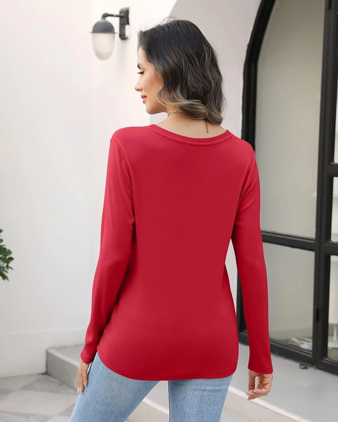 Minetom Womens Long Sleeve Tops Henley V Neck Tees Button Up Shirts Basic, photo 4