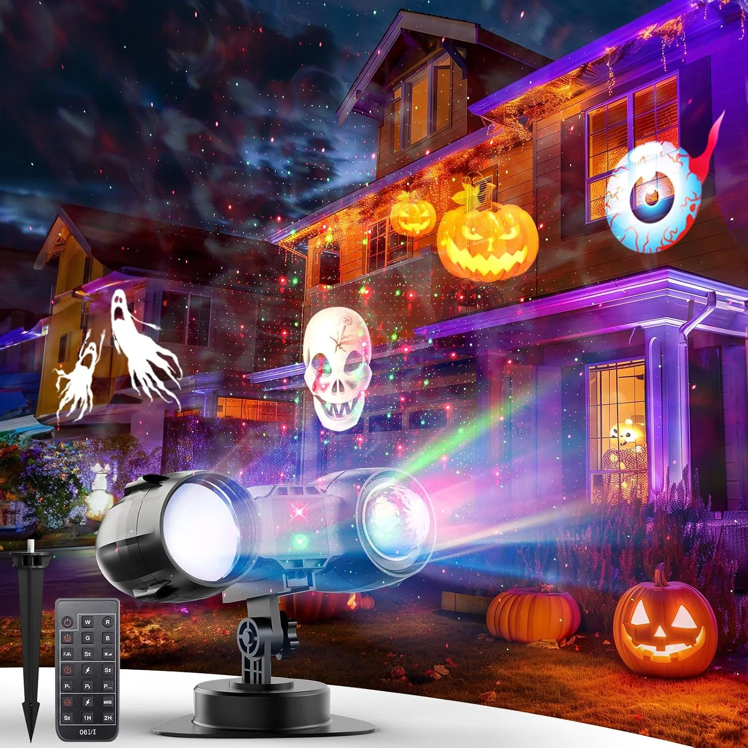 Minetom 3 in 1 Halloween Christmas Projector Lights Outdoor 21 HD Effects (3D, photo 1