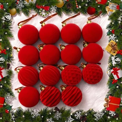Minetom 15pcs Burgundy & Green Christmas Ornaments, thumbnail 5