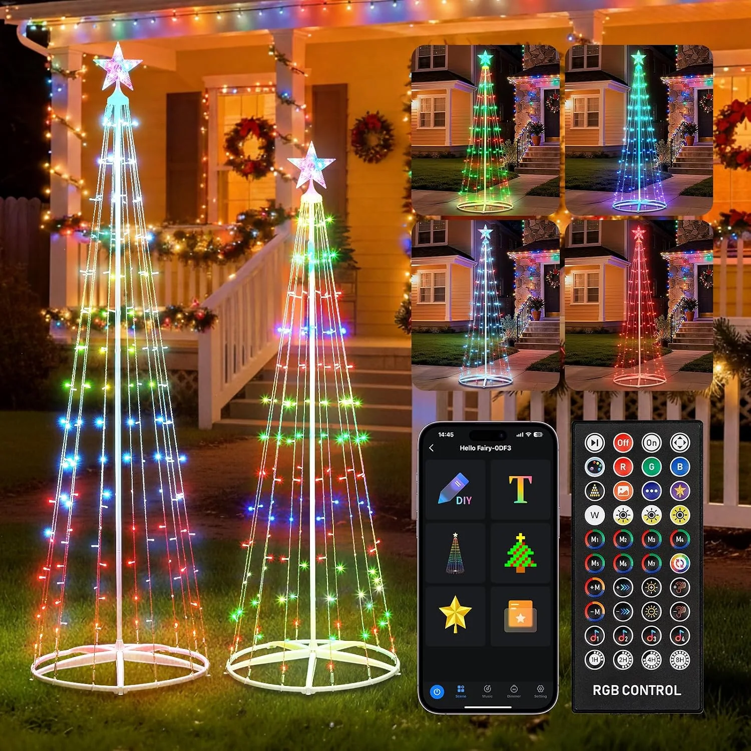 Minetom 2Pack Smart Christmas Cone Tree Light, photo 1