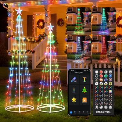 Minetom 2Pack Smart Christmas Cone Tree Light, thumbnail 1