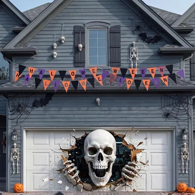 Minetom 7x16ft 2026 Halloween Garage Door Cover, thumbnail 2