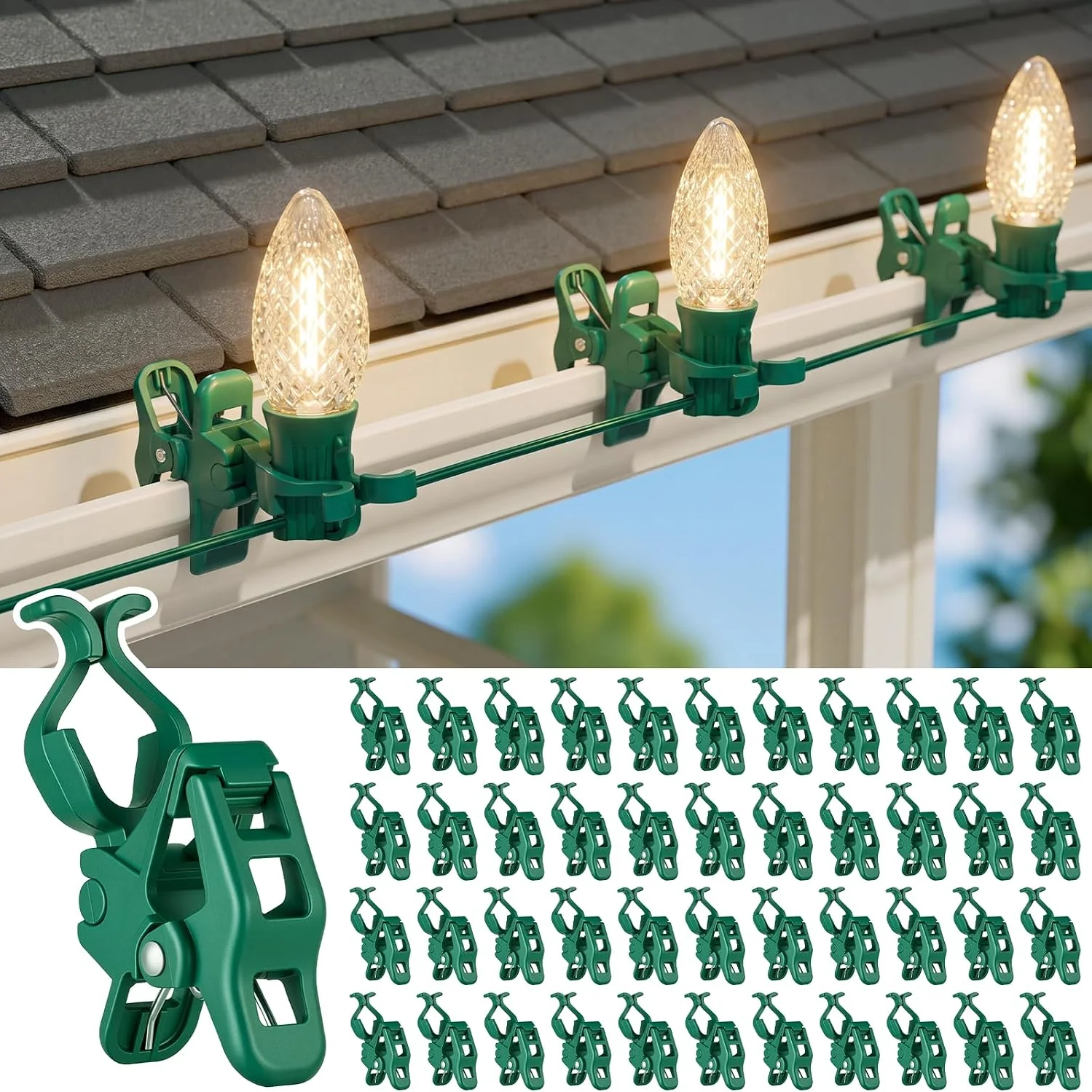Minetom C7 C9 Christmas Light Clips 100 Count Universal Spring Outdoor, S, 100, photo 3