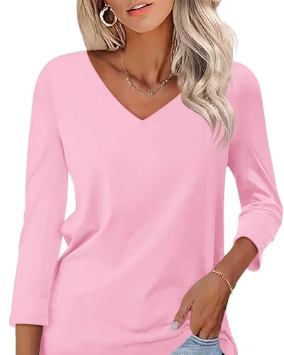 Minetom Women's 3/4 Length Sleeve Tops V Neck T Shirts Casual Basic Tees, thumbnail 25