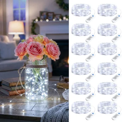 Minetom 12 Pack Warm White Battery Operated Fairy String Lights 8 Modes, thumbnail 5
