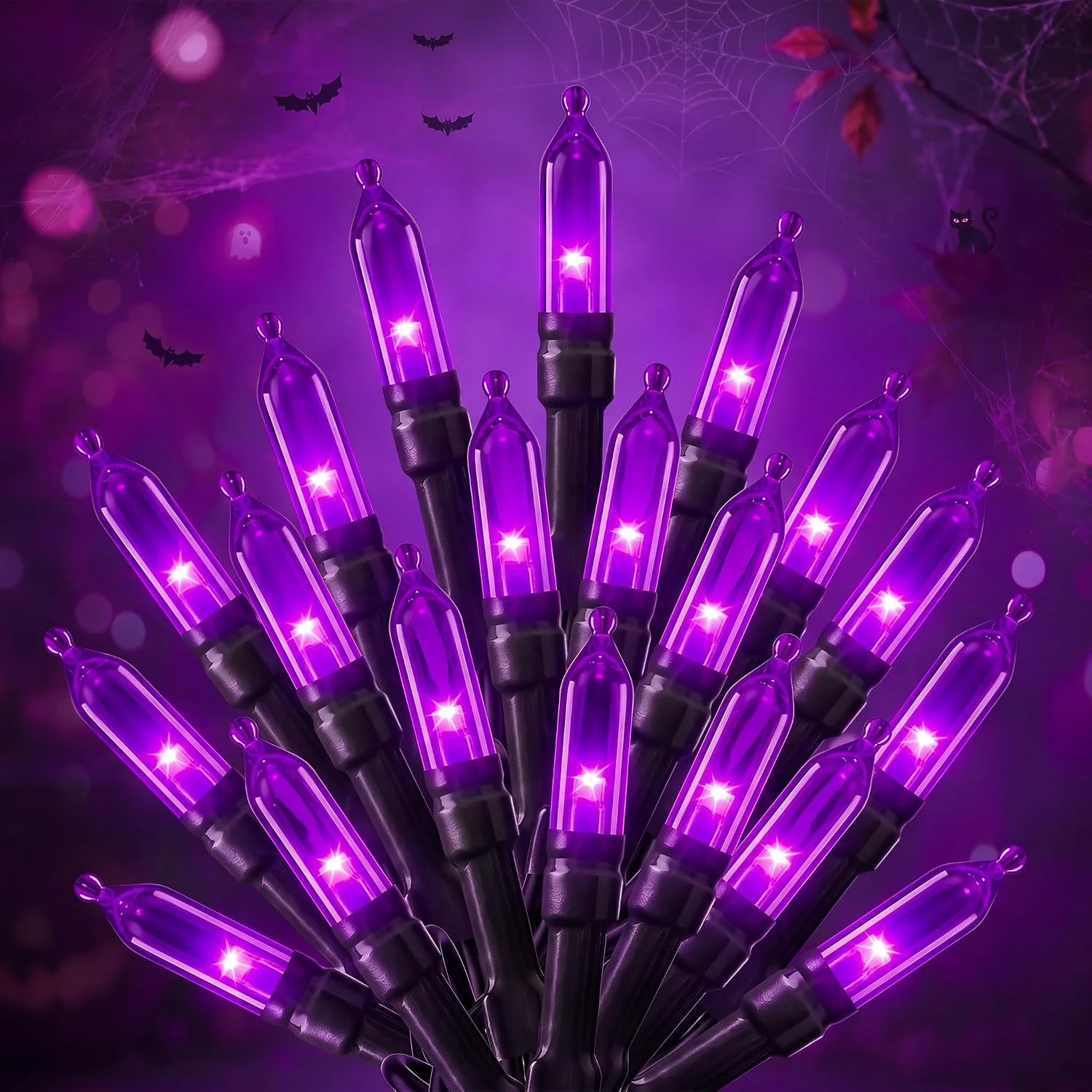 Minetom Orange Halloween String Lights Outdoor, Purple, 100LEDs, photo 5