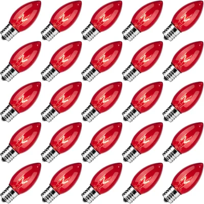 Minetom 25 Pack C9 Red Christmas Lights Bulbs, thumbnail 1