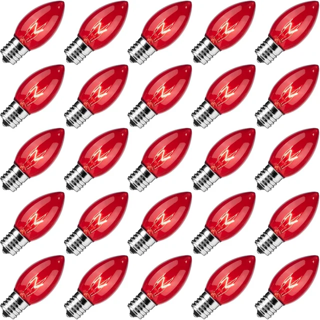 Minetom 25 Pack C9 Red Christmas Lights Bulbs