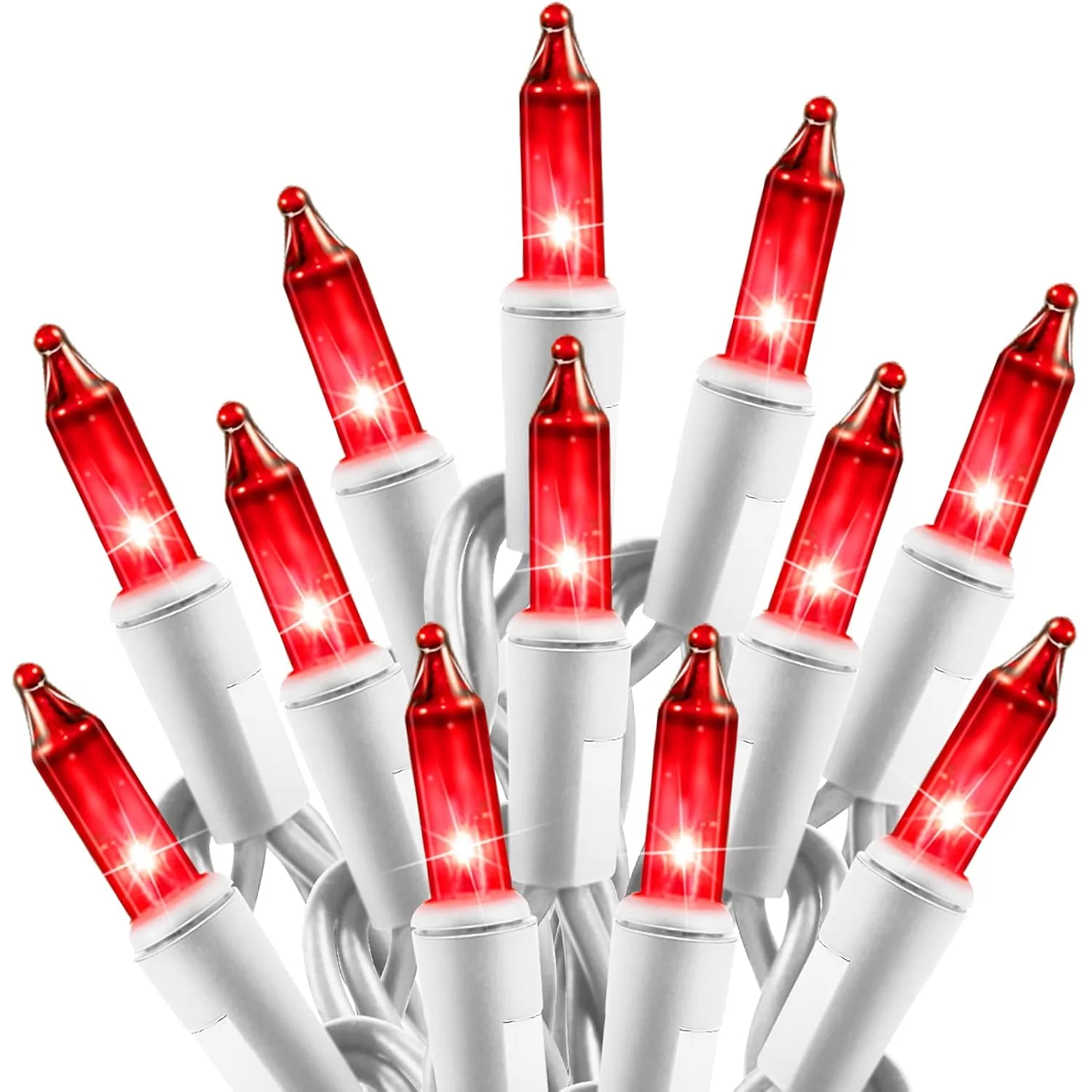 Minetom Clear Christmas String Lights 100 Count 20 Feet Incandescent Bulb, Red, 100 Count, photo 6