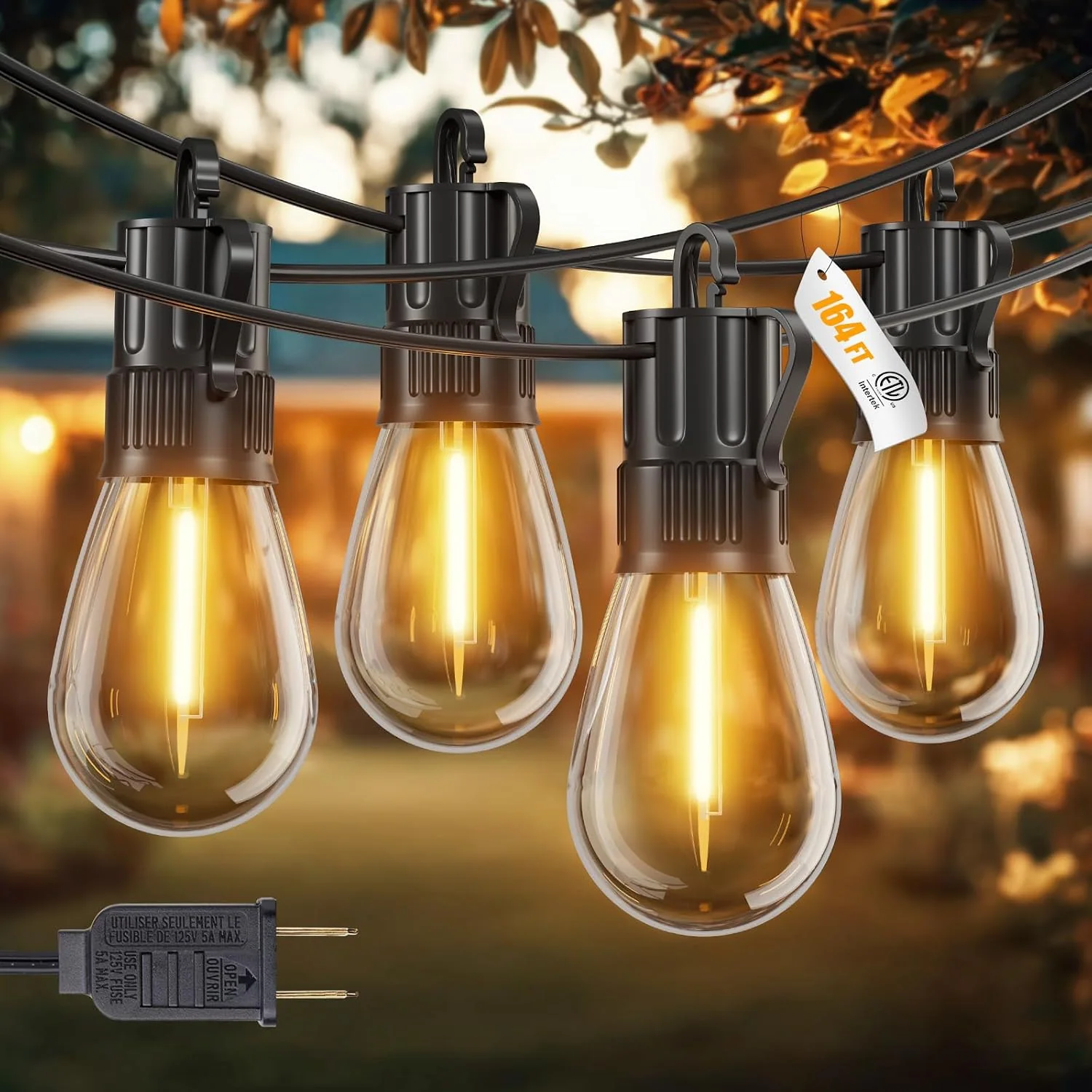 Minetom 101FT Outdoor String Lights S14 LED Waterproof Patio Lights, 164 FT(52 Sockets), photo 2
