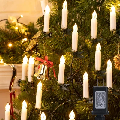Minetom 48ft 50 LED Connectable Flameless Candle Lights for Christmas Tree, thumbnail 3