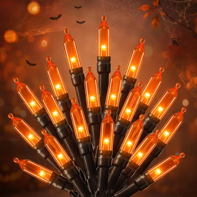 Minetom Orange Halloween String Lights Outdoor