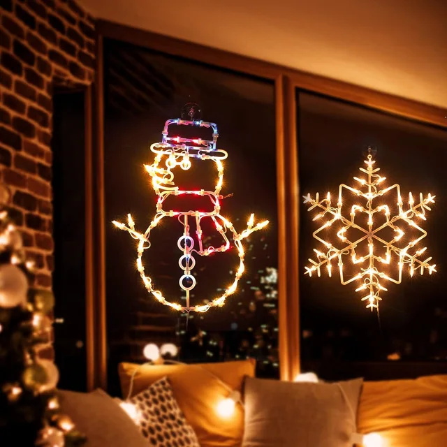 Minetom 4 Pack Christmas Window Lights, Wreath