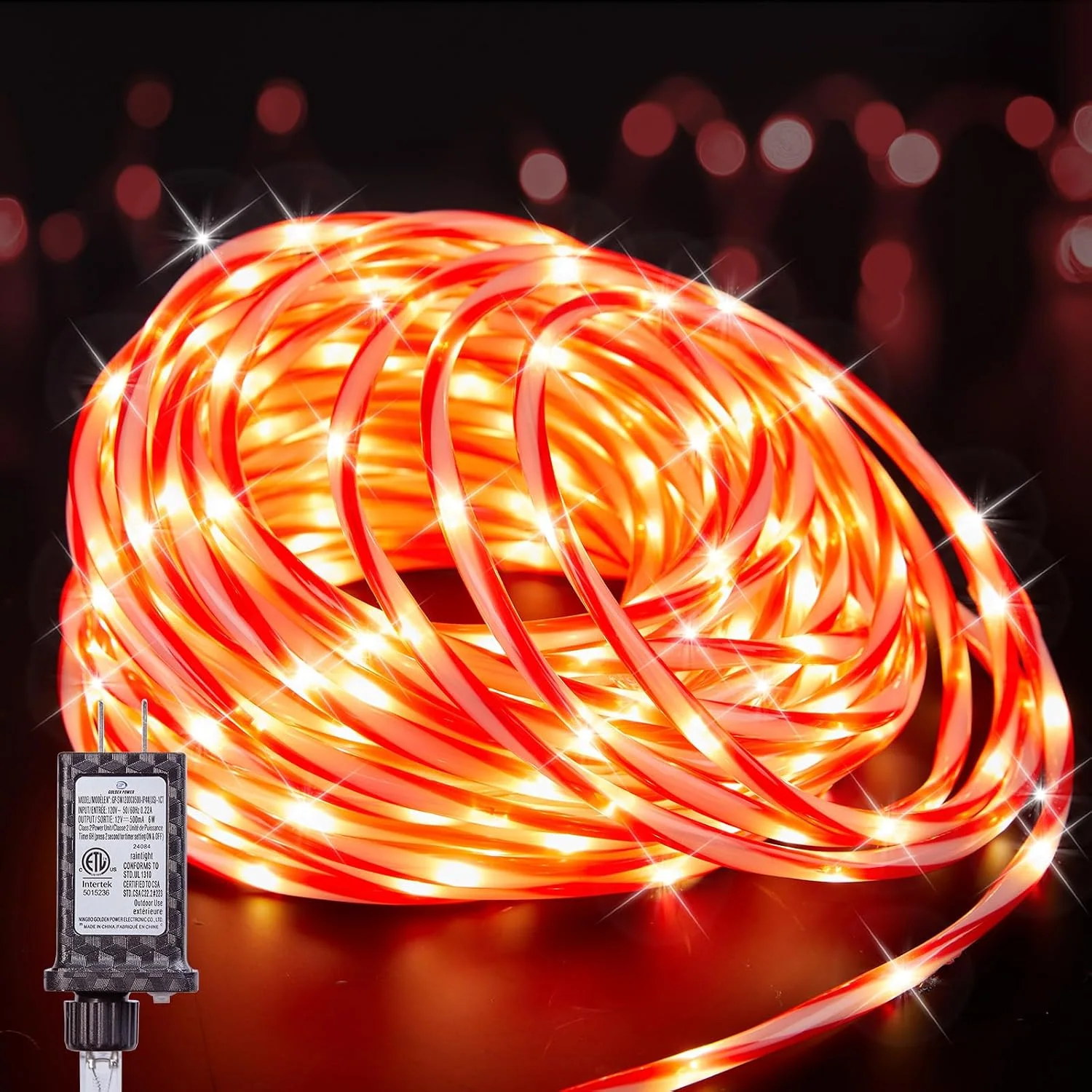 Minetom Christmas Lights Outdoor, 66FT 400 LED Candy Cane Rope Light Outdoor, Warm White, 66FT 400LED, photo 5