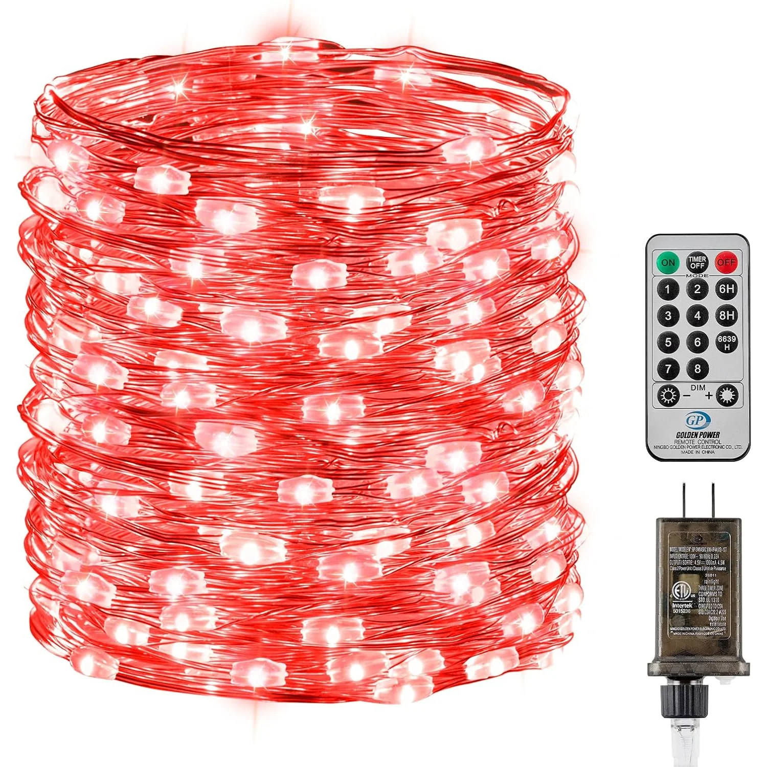 Minetom 66FT 200 LED Fairy Lights Plug in with Remote, Red, 1Pack - 200 LEDs, photo 8