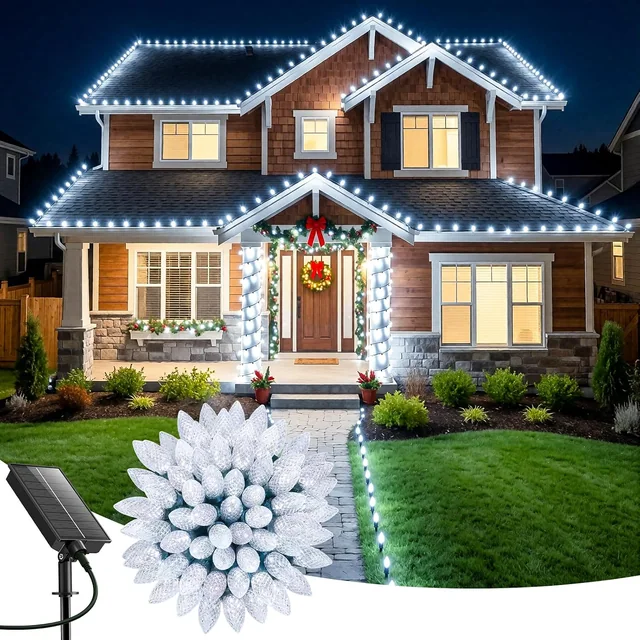 Minetom Solar Christmas Lights Outdoor, 39.4 FT
