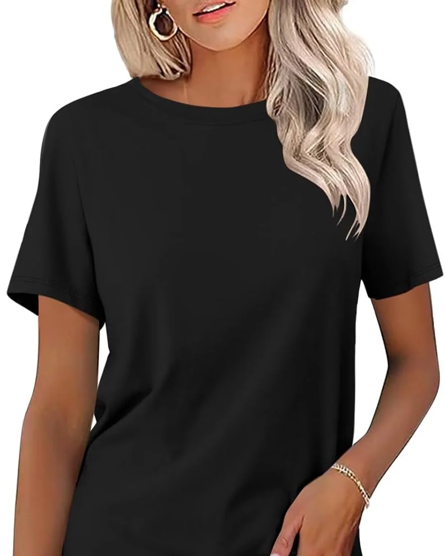 Minetom Womens Color Block T Shirts Short Sleeve Tops Summer Tees, Black, Small, photo 23