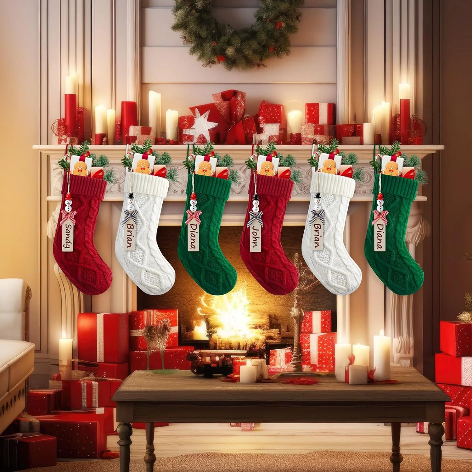 Minetom Personalized Christmas Stockings, Christmas Hanging Stockings with Name Tags, photo 2