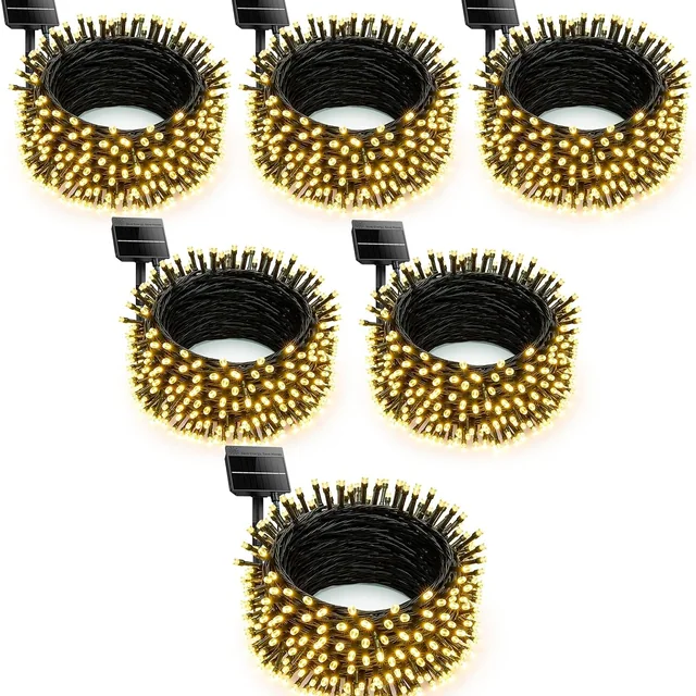 Minetom 6PC 240FT Christmas Outdoor Solar String Lights Waterproof 600 LEDs