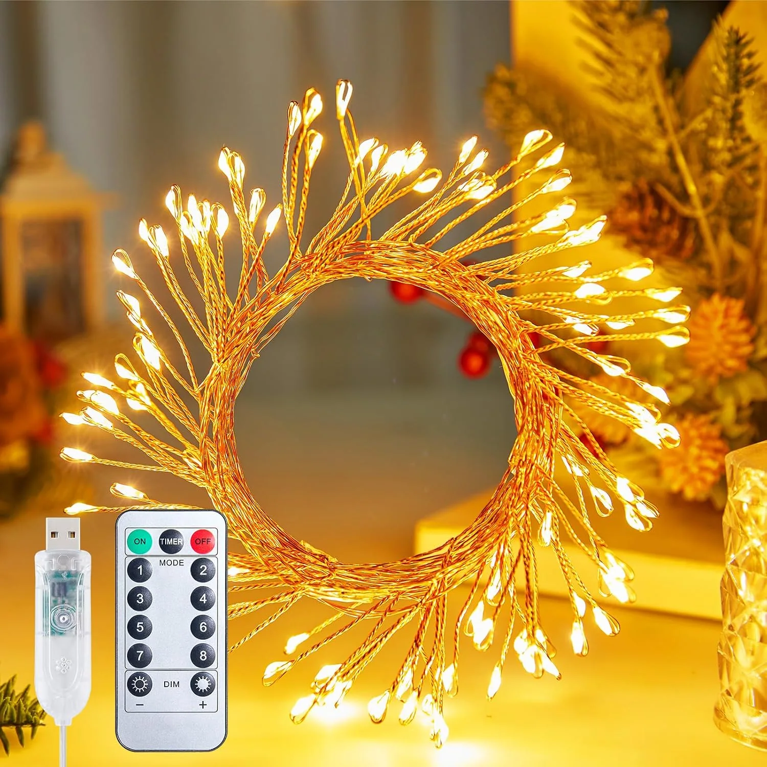 Minetom USB Firecracker Fairy Lights Plug, photo 1