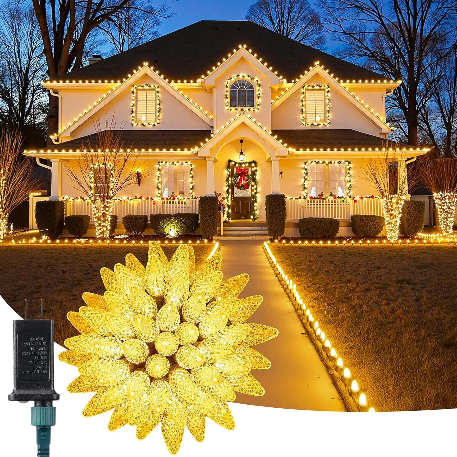 Minetom C9 Christmas Lights Outdoor, 72 FT 110 LED C9 String Lights, Warm White, 110 LED, photo 3