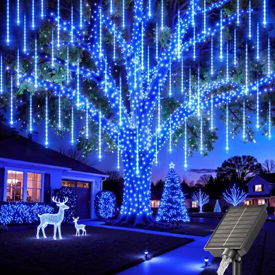 Minetom Solar Meteor Shower Icicle Lights, thumbnail 4