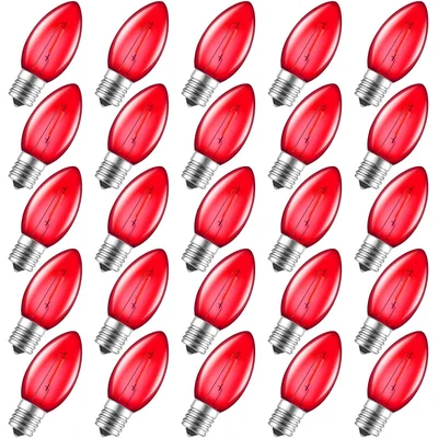 Minetom 25 Pack C9 LED Christmas Light Bulbs, Colored Plastic C9 Shatterproof LED Bulbs, thumbnail 5