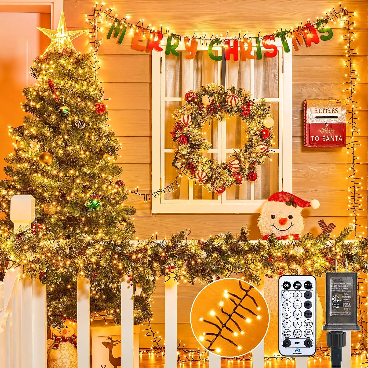 Minetom 1000 LED Cluster Lights Christmas Tree Lights Outdoor Christmas, Warm White, 100Ft 2000LED, photo 2