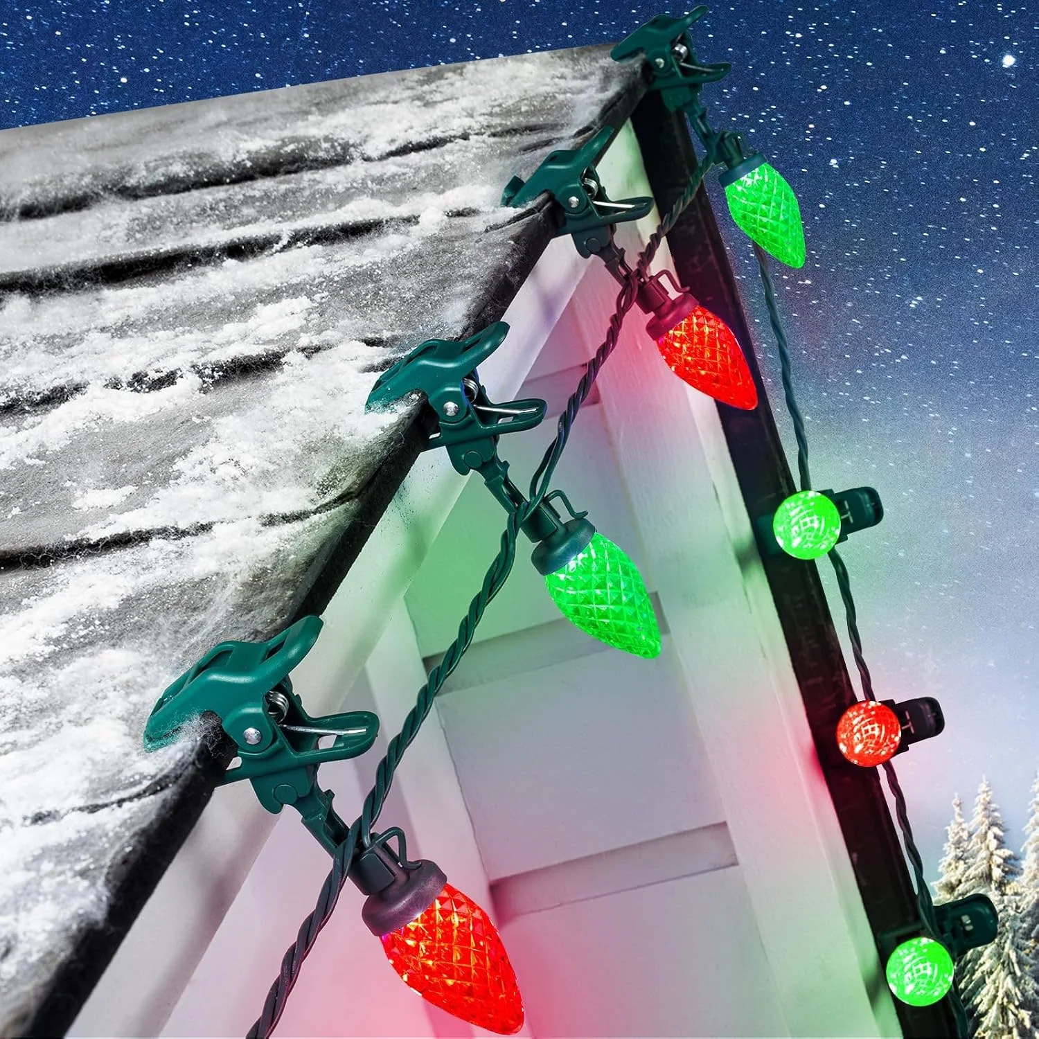 Minetom Christmas Lights Outdoor, 68FT 100 LED C9 String Lights with Spring, Red & Green, 68Ft, photo 4