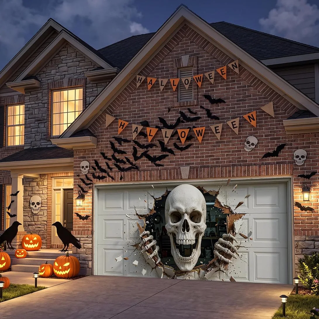Minetom 7x16ft 2026 Halloween Garage Door Cover, photo 3