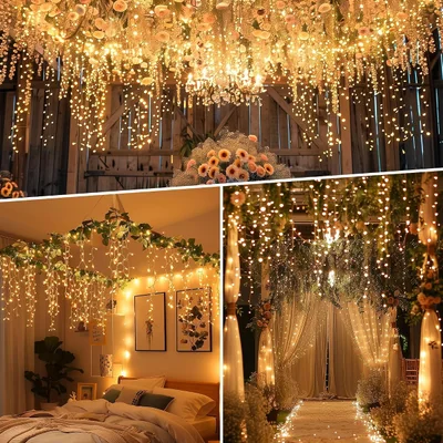 Minetom Icicle Lights for Outside, 164Ft 1344 LED Warm White Christmas Lights, thumbnail 2