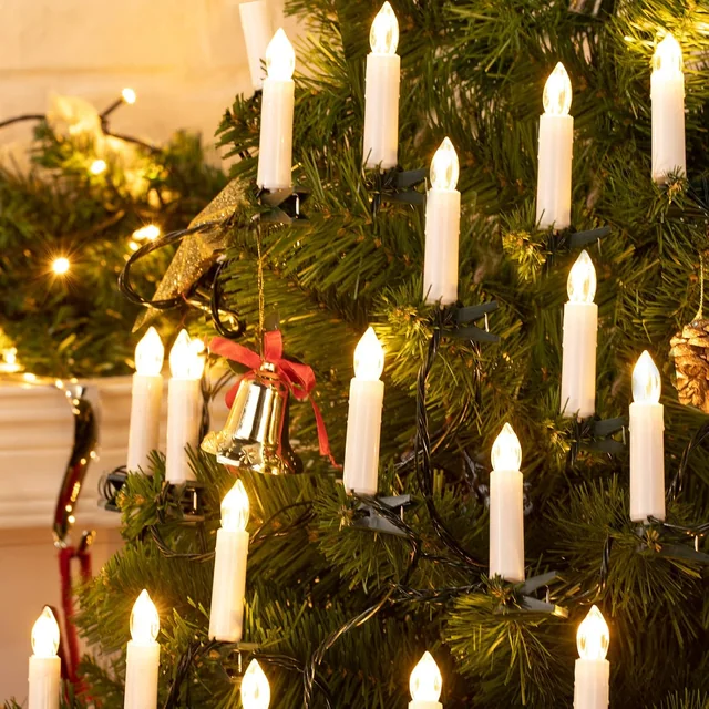 Minetom 48ft 50 LED Connectable Flameless Candle Lights for Christmas Tree